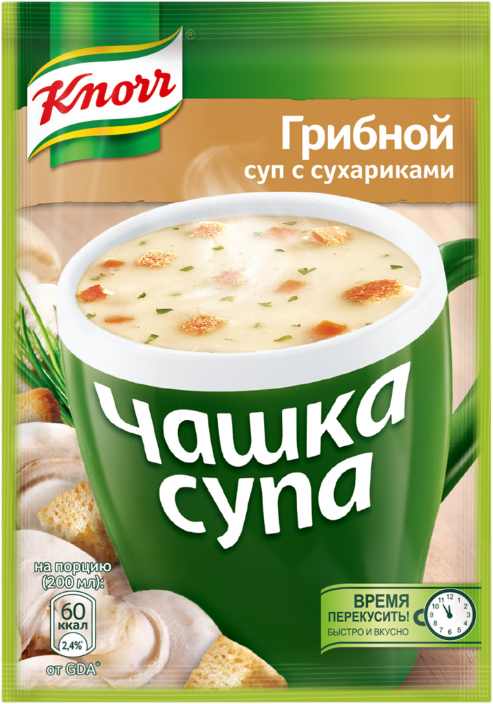 Суп Чашка супа Грибной суп с сухариками